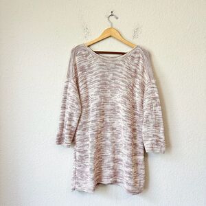J. JILL 3/4 Length Sleeve Knit Boat Neck Sweater in Marbled